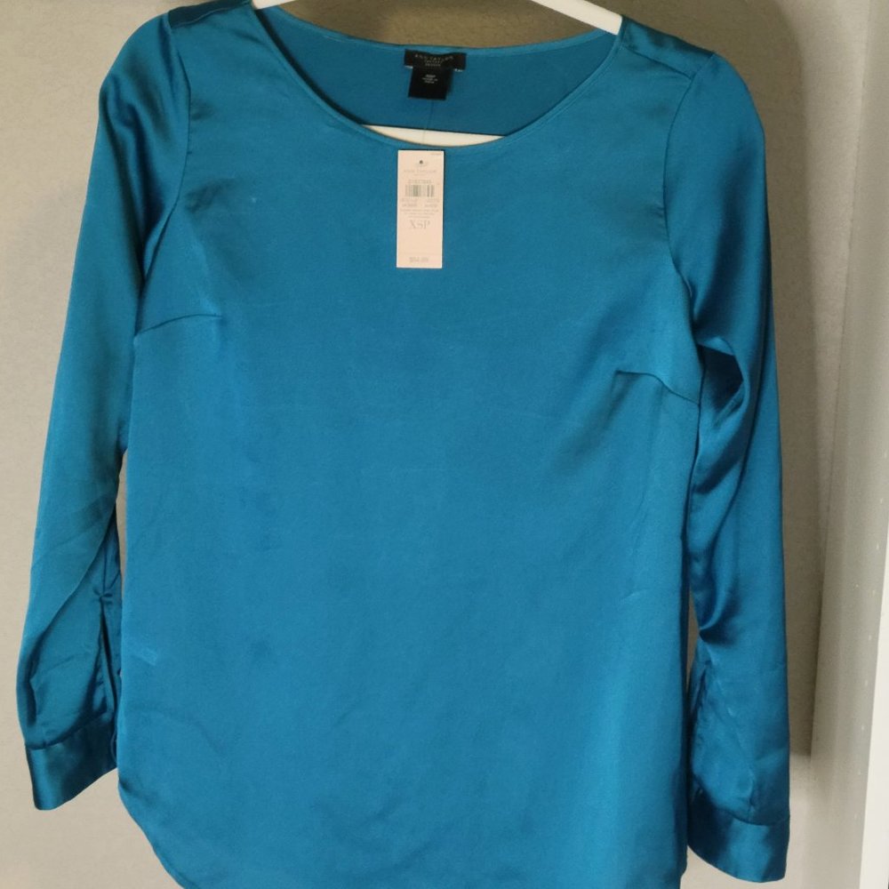 3 for $15, 5 for $20 Ann Taylor teal long sleve blouse